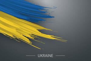 3d grunge brush stroke flag of Ukraine vector