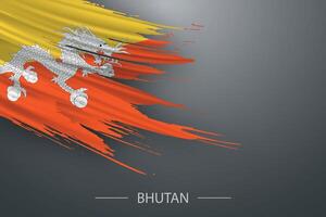 3d grunge brush stroke flag of Bhutan vector