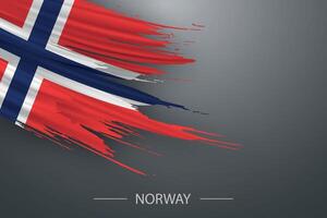 3d grunge brush stroke flag of Norway vector