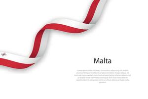 Waving ribbon with flag of Malta vector