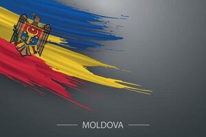 3d grunge brush stroke flag of Moldova vector