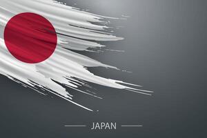 3d grunge brush stroke flag of Japan vector