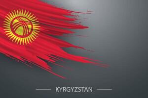 3d grunge brush stroke flag of Kyrgyzstan vector