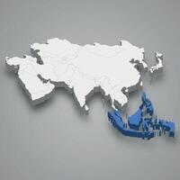 Maritime Southeast Asia location within Asia 3d map vector