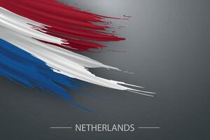 3d grunge brush stroke flag of Netherlands vector