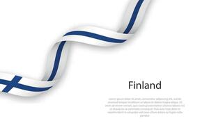 Waving ribbon with flag of Finland vector