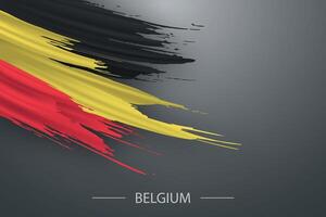 3d grunge cepillo carrera bandera de Bélgica vector