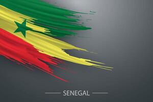 3d grunge brush stroke flag of Senegal vector