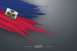 3d grunge brush stroke flag of Haiti vector