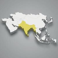 British Raj location within Asia 3d map vector