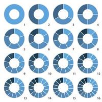 Set of colorful round graphic pie charts icons. vector