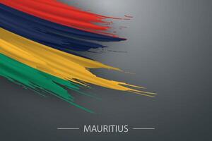 3d grunge brush stroke flag of Mauritius vector