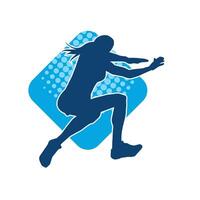 Silhouette of a happy woman jumping pose. Silhouette of a female model jumps. vector