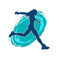 Silhouette of a sporty woman in running pose. Silhouette of a female run pose. vector