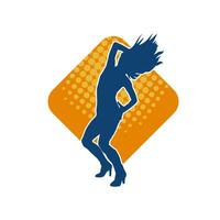 Silhouette of a slim female in dance pose. Silhouette of a woman dancing. vector