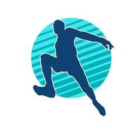 Silhouette of a sporty man in running pose. Silhouette of a male run pose. vector