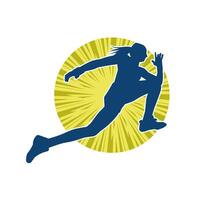 Silhouette of a sporty woman in running pose. Silhouette of a female run pose. vector