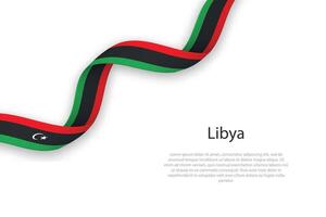 Waving ribbon with flag of Libya vector