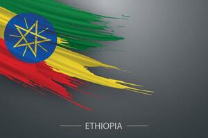 3d grunge brush stroke flag of Ethiopia vector