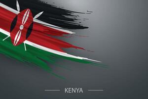 3d grunge brush stroke flag of Kenya vector