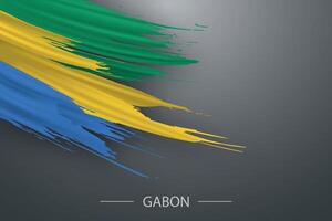 3d grunge brush stroke flag of Gabon vector