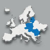 bucarest nueve ubicación dentro Europa 3d mapa vector