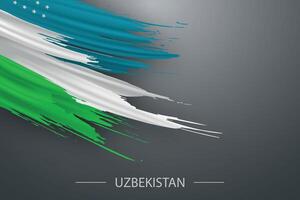 3d grunge brush stroke flag of Uzbekistan vector