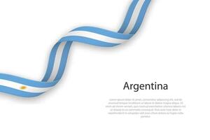 Waving ribbon with flag of Argentina vector