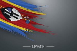 3d grunge brush stroke flag of Eswatini vector