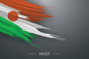 3d grunge brush stroke flag of Niger vector