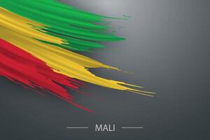 3d grunge brush stroke flag of Mali vector