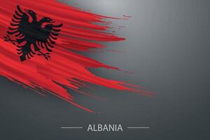 3d grunge brush stroke flag of Albania vector