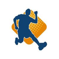 Silhouette of a sporty man in running pose. Silhouette of a male run pose. vector