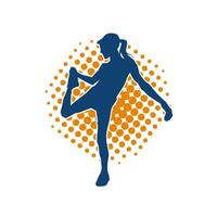 silueta de Delgado hembra haciendo ejercicio. silueta de un deportivo mujer haciendo gimnasio rutina de ejercicio pose. vector