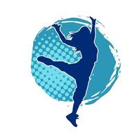 Silhouette of A Female Dancer in Action Pose. Silhouette of A Slim Woman in Dancing Pose. vector