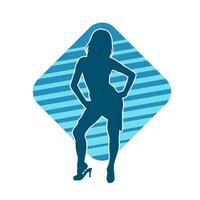 Silhouette of A Female Dancer in Action Pose. Silhouette of A Slim Woman in Dancing Pose. vector