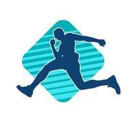 Silhouette of a sporty man in running pose. Silhouette of a male run pose. vector