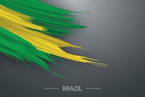 3d grunge brush stroke flag of Brazil vector