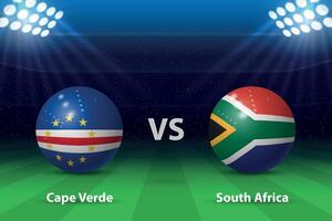 Cape Verde vs South Africa. knockout stage Africa 2023, Soccer scoreboard vector