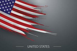 3d grunge brush stroke flag of United States vector