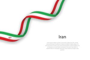 Waving ribbon with flag of Iran vector