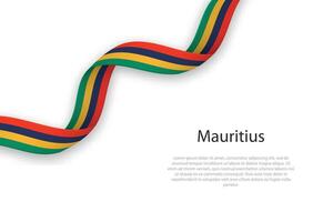 Waving ribbon with flag of Mauritius vector