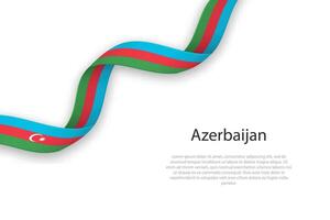 Waving ribbon with flag of Azerbaijan vector