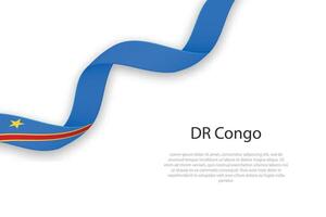 Waving ribbon with flag of DR Congo vector