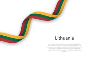 Waving ribbon with flag of Lithuania vector