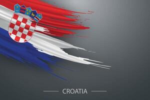 3d grunge brush stroke flag of Croatia vector