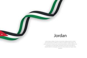 Waving ribbon with flag of Jordan vector