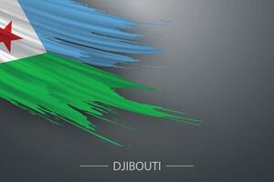3d grunge brush stroke flag of Djibouti vector