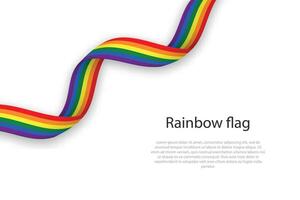 Waving ribbon with rainbow flag. vector