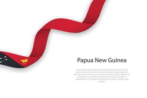 Waving ribbon with flag of Papua New Guinea vector